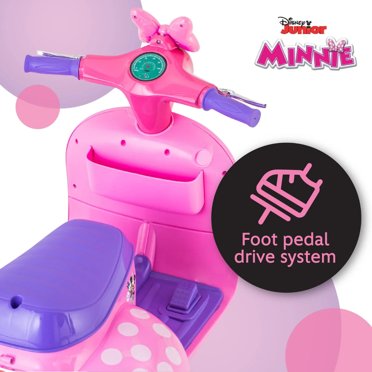 Battery-Powered Minnie Mouse Electric Scooter with Side Car for Toddle