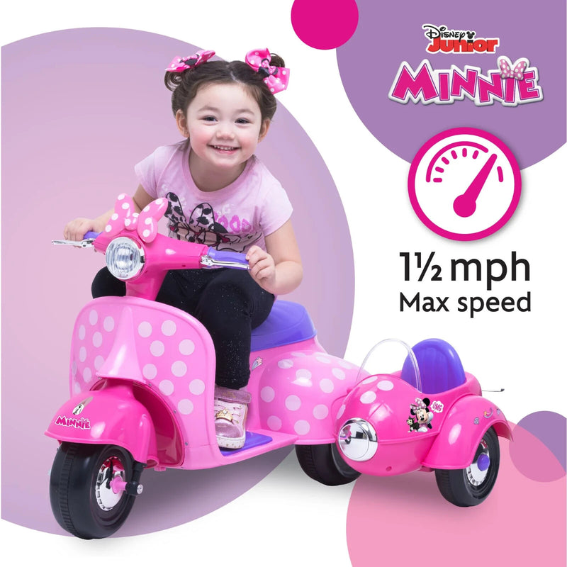Battery-Powered Minnie Mouse Electric Scooter with Side Car for Toddlers 18-30 Months Pink Magic Cars 5