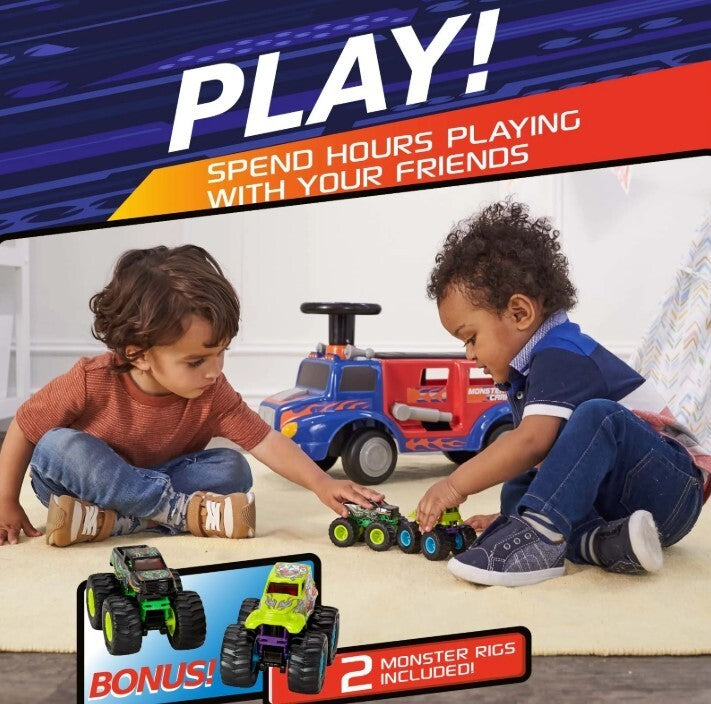Monster Ride-On Carrier for Kids 1-3 Years, Supports Up to 44 lbs Magic Cars 12
