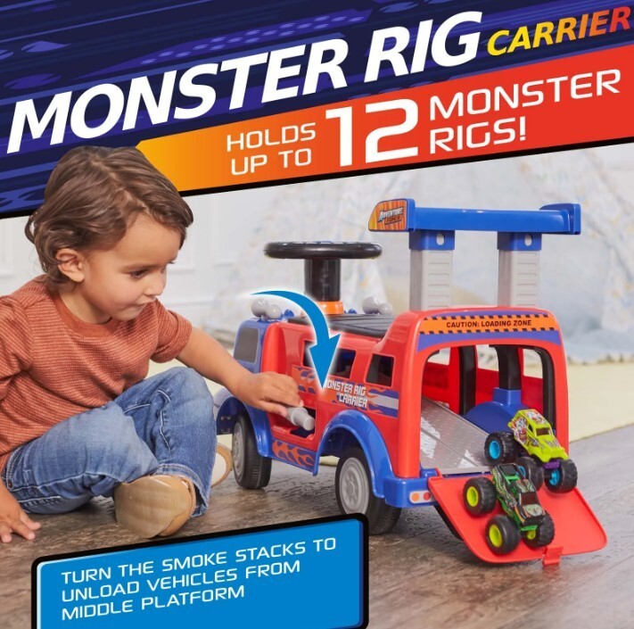 Monster Ride-On Carrier for Kids 1-3 Years, Supports Up to 44 lbs Magic Cars 1