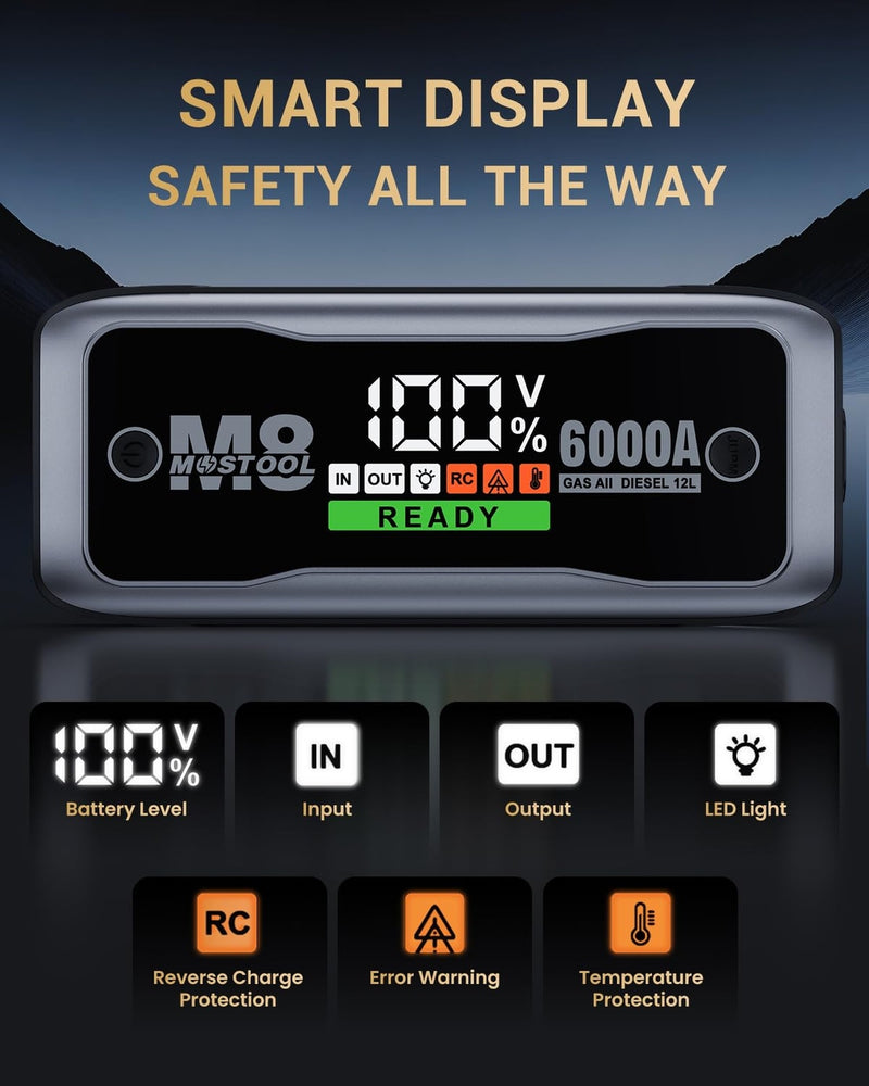 6000A Portable 12V Car Battery Jump Starter Auto Jumper Starter Magic Cars 2