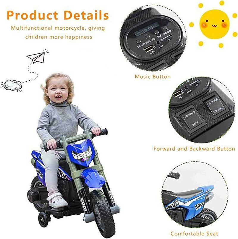 Motocicleta Eléctrica Infantil con Ruedines para Equilibrio y Pista Magic Cars 3