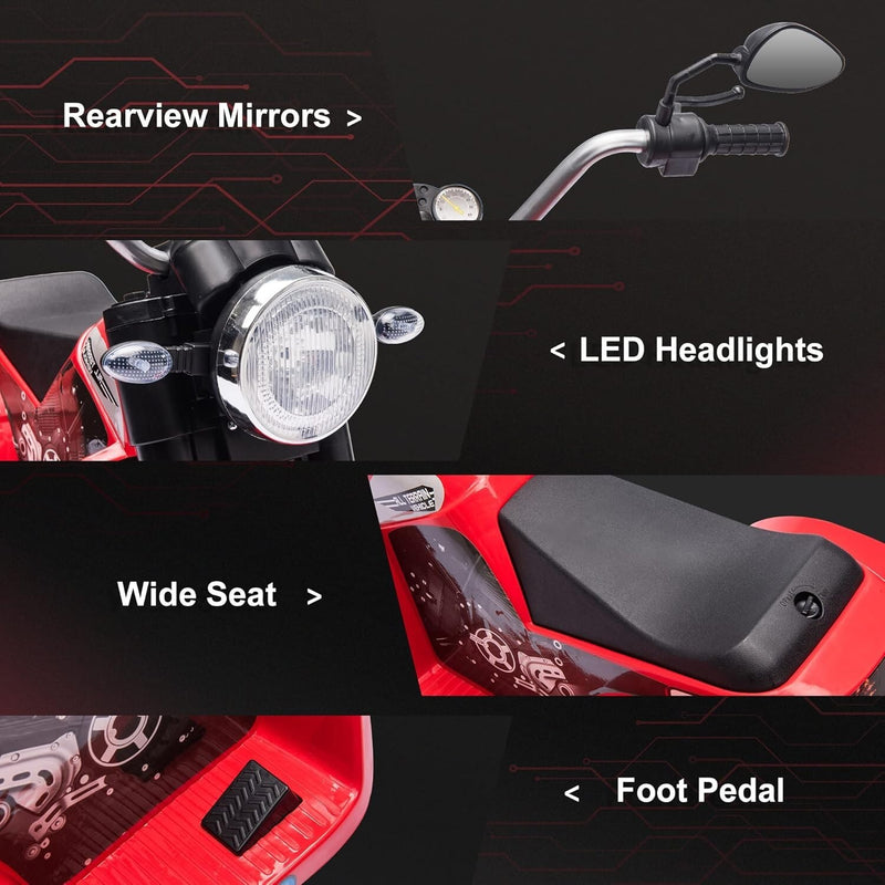 Motocicleta eléctrica para niños con batería 6V, 3 ruedas, música y luces Magic Cars 6