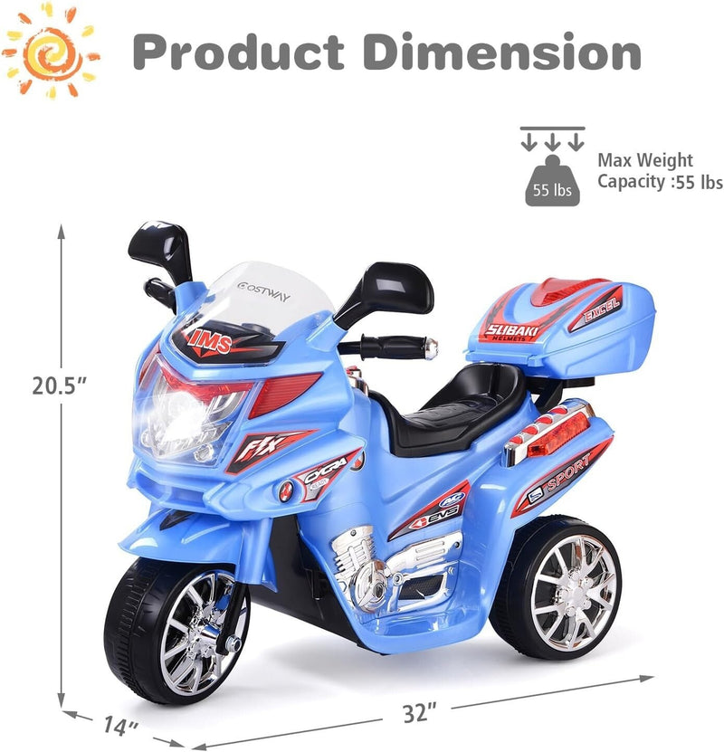 Motocicleta eléctrica de policía 6V para niños de 2 a 3 años con sirena y luces Magic Cars 2