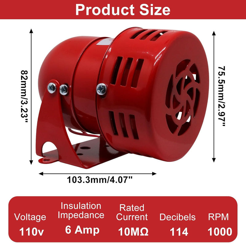 Industrial Electric Motor-Driven Red Siren Alarm 110V AC 114dB 1 Piece Magic Cars 1