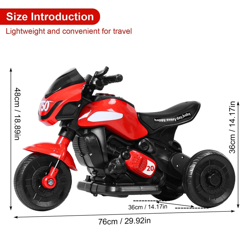 Electric 3-Wheel Battery-Powered Motorbike Tricycle for Kids Ages 1-6 Years Magic Cars 2