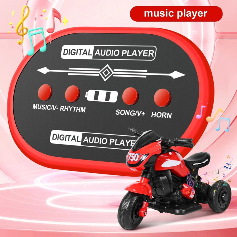 Electric 3-Wheel Battery-Powered Motorbike Tricycle for Kids Ages 1-6 Years Magic Cars 4