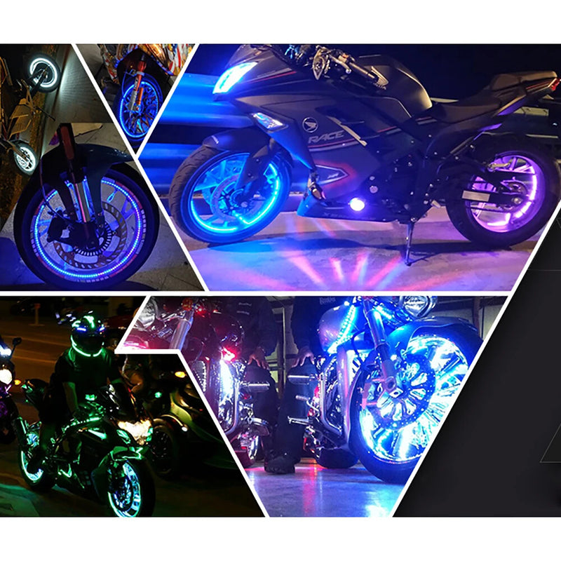 Wireless Powered Colored LED Lamp for Motorcycle Wheel Hub Magic Cars 2