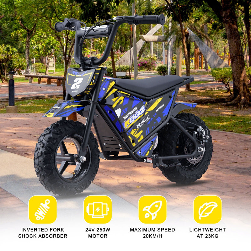 24V 250W Electric Lithium Mini Bike HP120E Blue, Speed up to 10 MPH Magic Cars 1