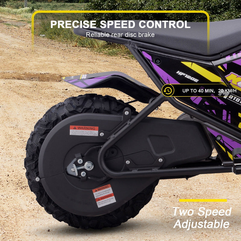 24V 250W Electric Lithium-Powered Mini Bike HP120E Purple Up to 10 MPH Magic Cars 3