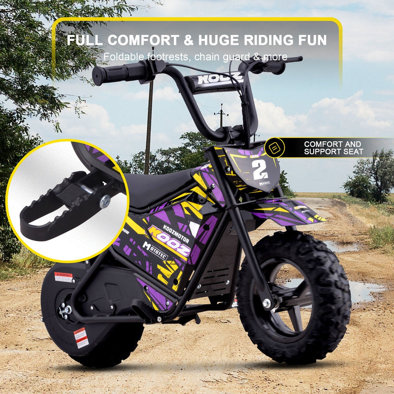 24V 250W Electric Lithium-Powered Mini Bike HP120E Purple Up to 10 MPH Magic Cars 4