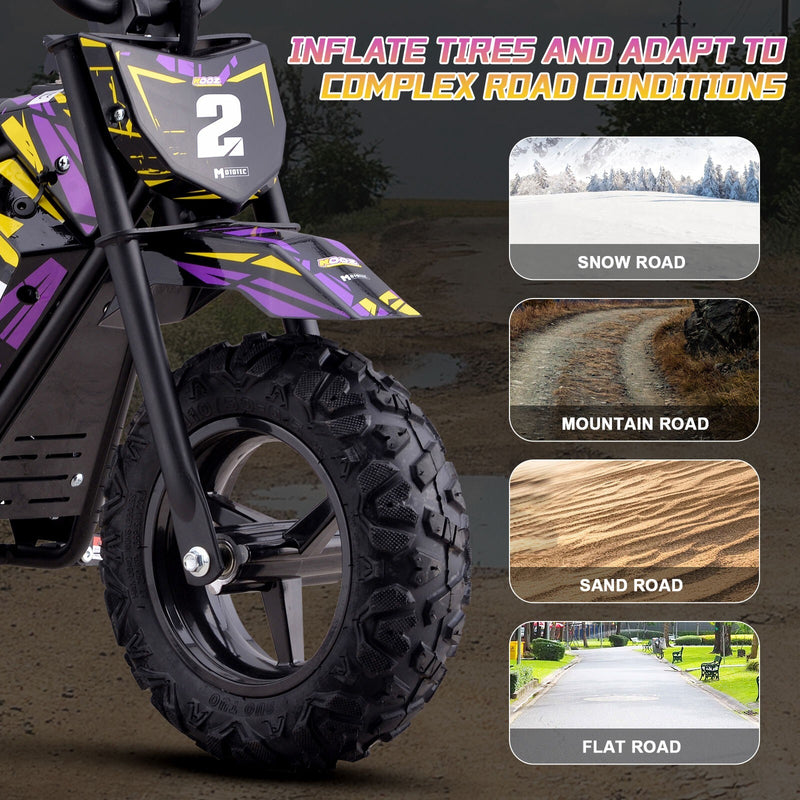 24V 250W Electric Lithium-Powered Mini Bike HP120E Purple Up to 10 MPH Magic Cars 5