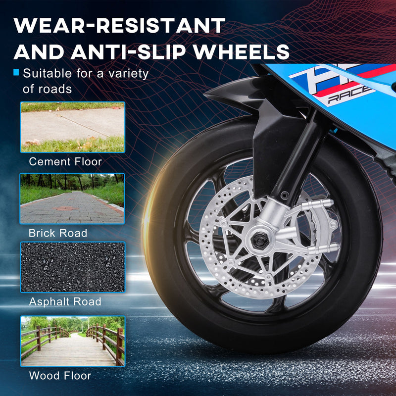 Battery-Powered Blue Multi-Terrain Ride-On Motorbike for Kids Magic Cars 6