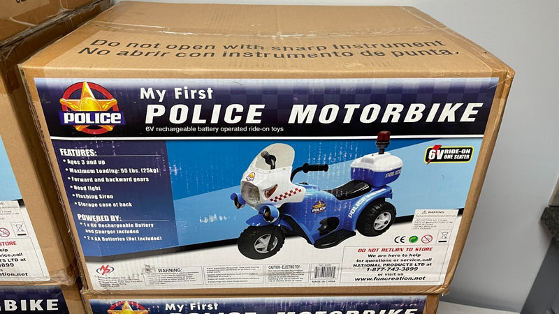 First Police Ride-On Motorbike for Kids 6V Rechargeable Battery Blue Magic Cars 1