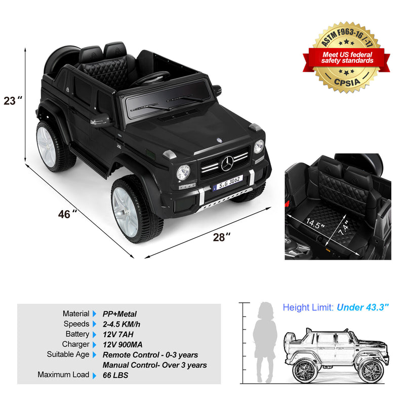 12V Electric Kids Ride-On Car with LED Lights and Music Remote Control, Black Magic Cars 1