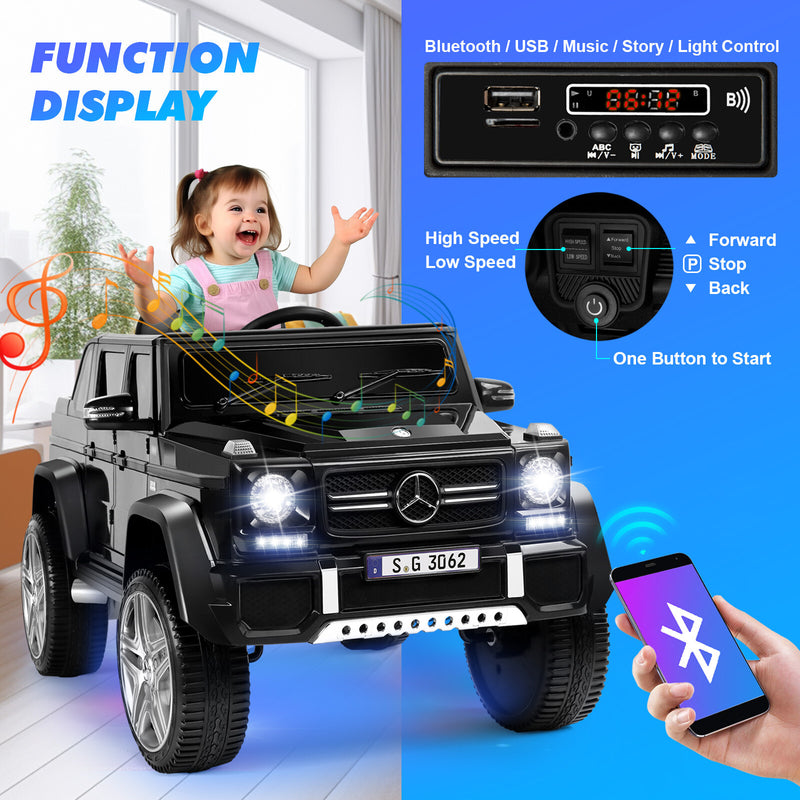 12V Electric Kids Ride-On Car with LED Lights and Music Remote Control, Black Magic Cars 2