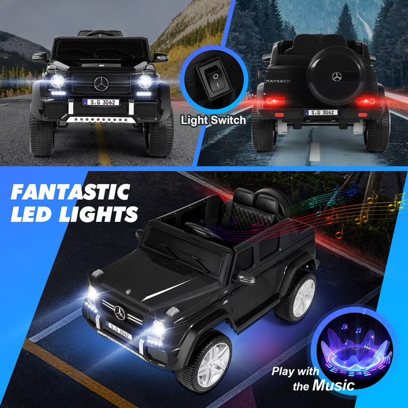12V Electric Kids Ride-On Car with LED Lights and Music Remote Control, Black Magic Cars 4