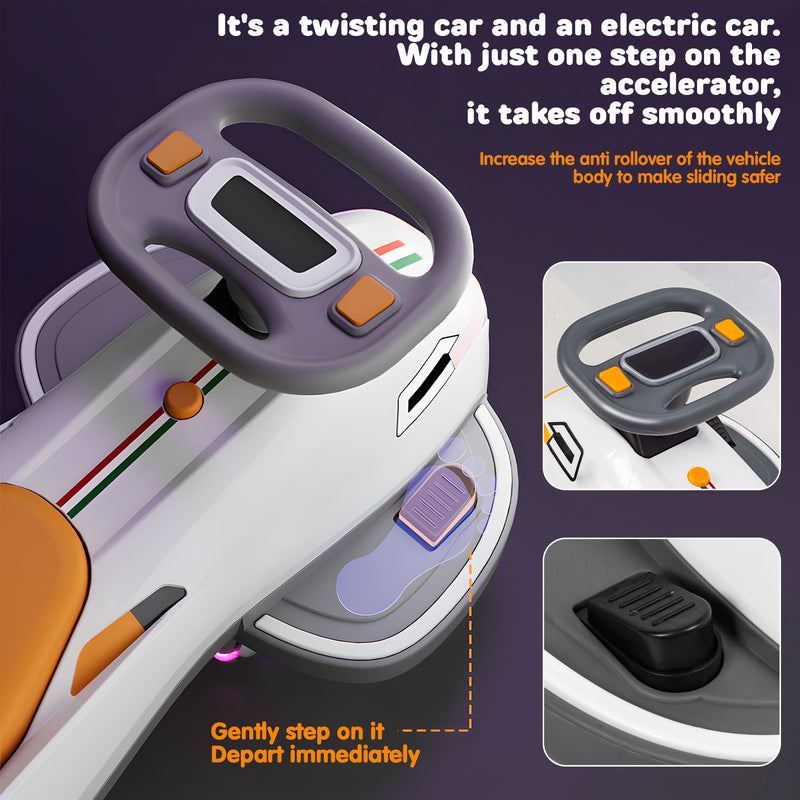 Electric Wiggle Ride-On Car with Swivel Scooter and Twist-Go Swing for Kids Magic Cars 6