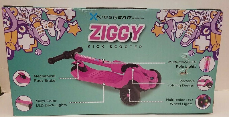 Hover 1 Ziggy LED KidKick Folding Lightweight Portable Scooter Magic Cars 8