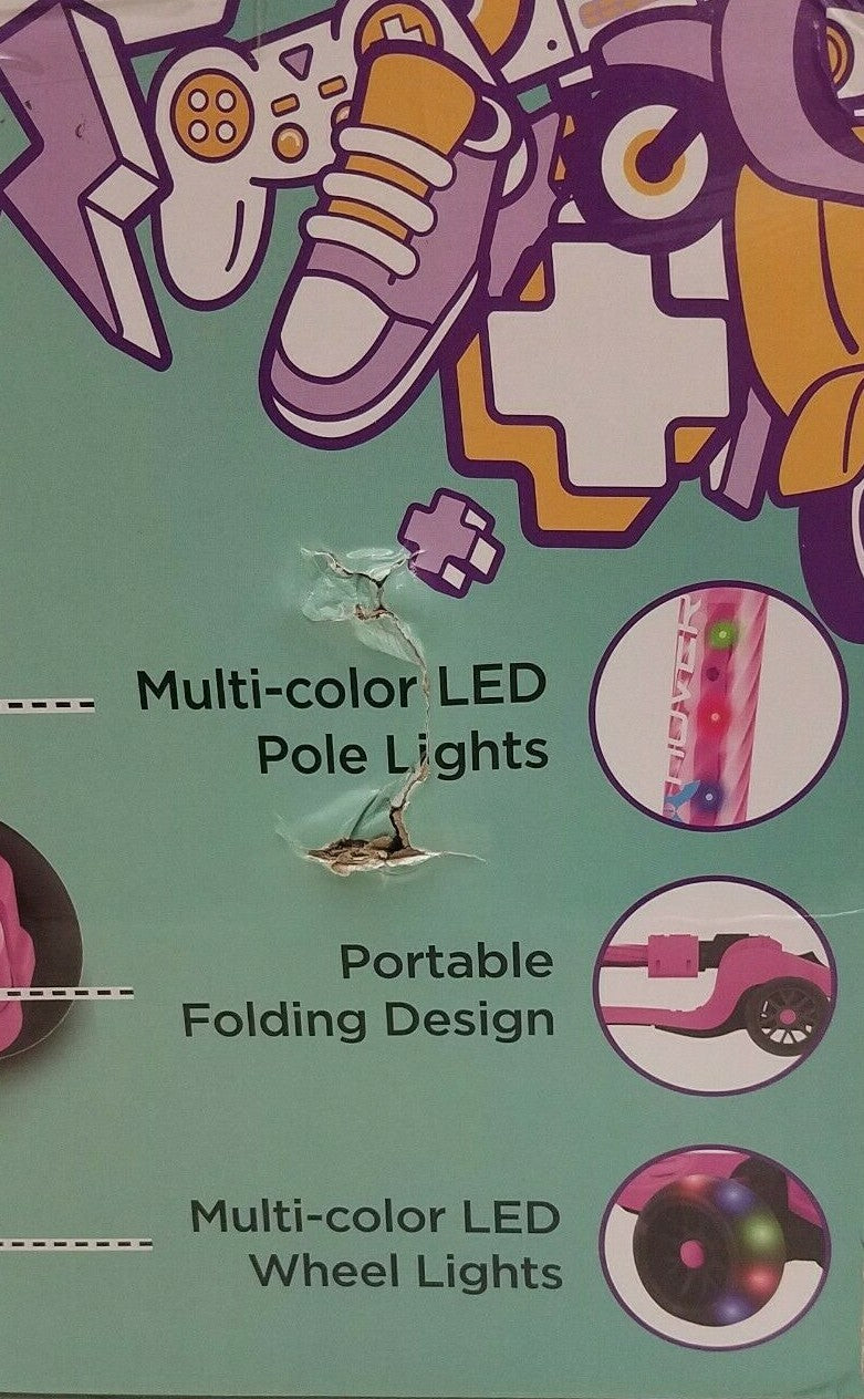 Hover 1 Ziggy LED KidKick Folding Lightweight Portable Scooter Magic Cars 9