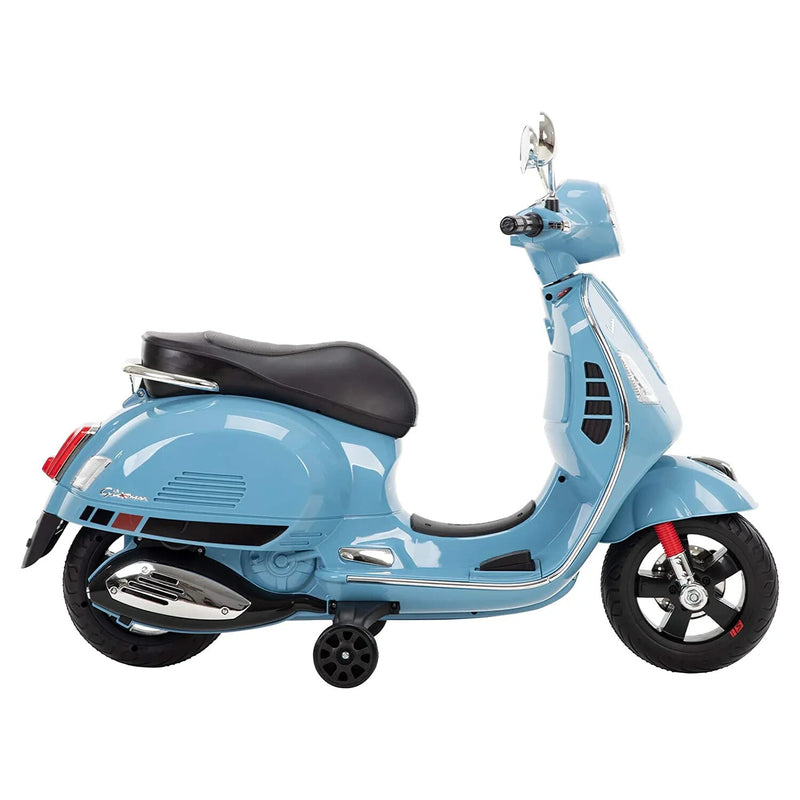 6V Blue Kids Vespa Ride-On Scooter with Lights and Sound, 2 MPH Battery Powered Magic Cars 2