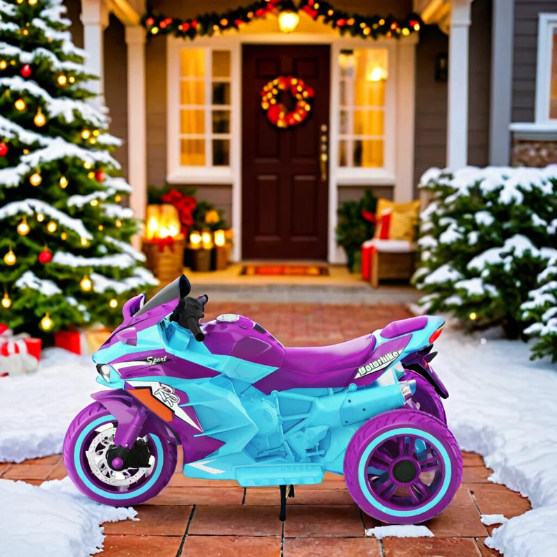 12V Electric Kids Ride-On Dirt Bike Motorcycle with 3 Wheels and LED Lights, Multi-Color Magic Cars 1
