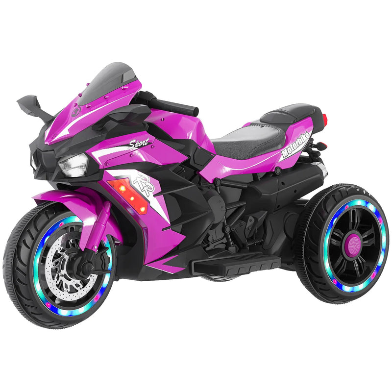 12V Electric Kids Ride-On Dirt Bike Motorcycle with 3 Wheels and Lights - Purple Magic Cars Variant 0