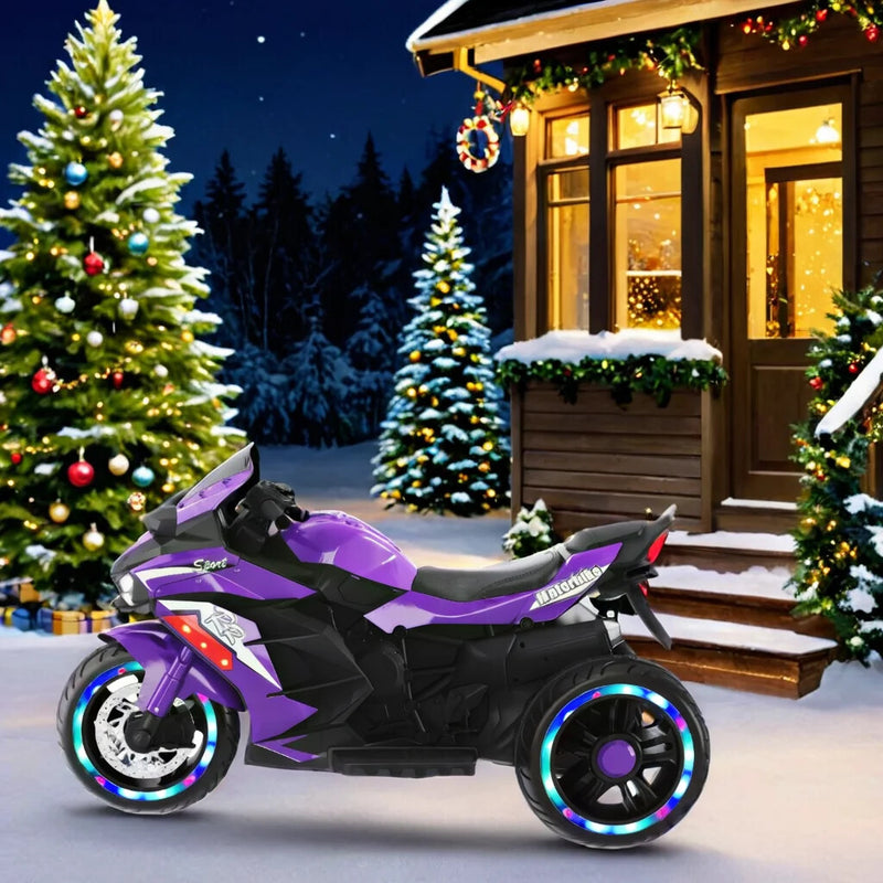 12V Electric Kids Ride-On Dirt Bike Motorcycle with 3 Wheels and Lights in Purple Magic Cars Variant 0