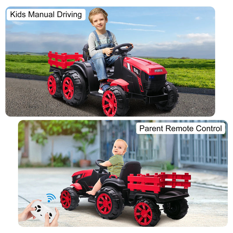 12V Electric Ride-On Kids Tractor with Trailer Battery-Powered Vehicle Toy Magic Cars 11