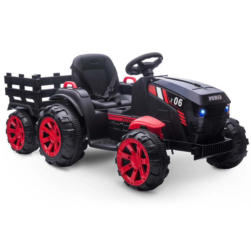 12V Electric Ride-On Kids Tractor with Trailer Battery-Powered Vehicle Toy Magic Cars 18
