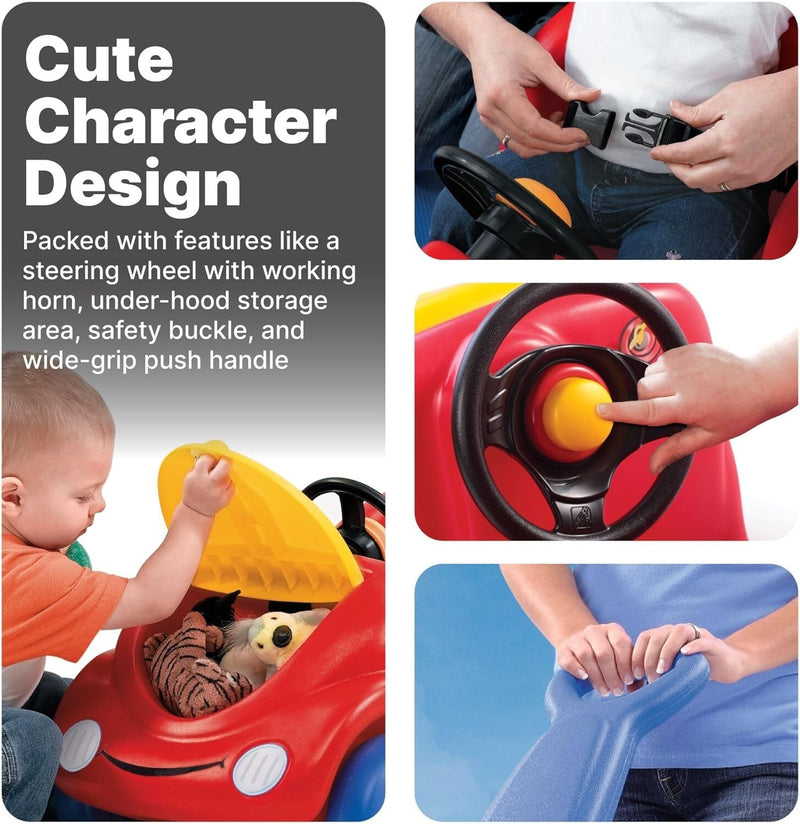 Pink Ride-On Push Buggy Car for Kids with Seat Belt and Horn, Supports up to 50 lbs Magic Cars 2