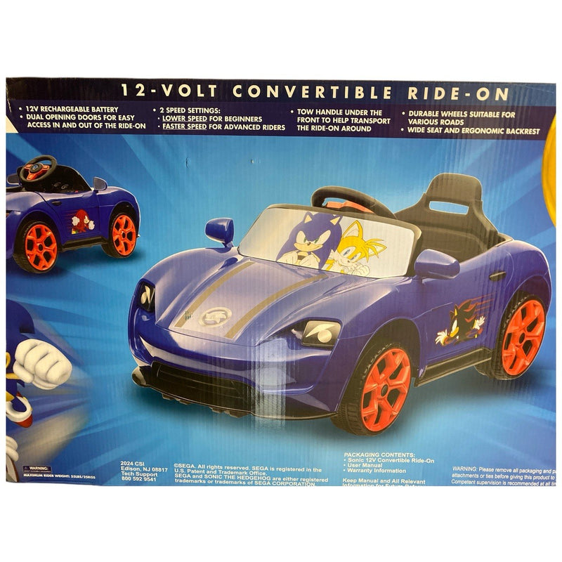 12-Volt Battery-Powered Blue Convertible Sonic The Hedgehog Ride-On Toy Magic Cars 1