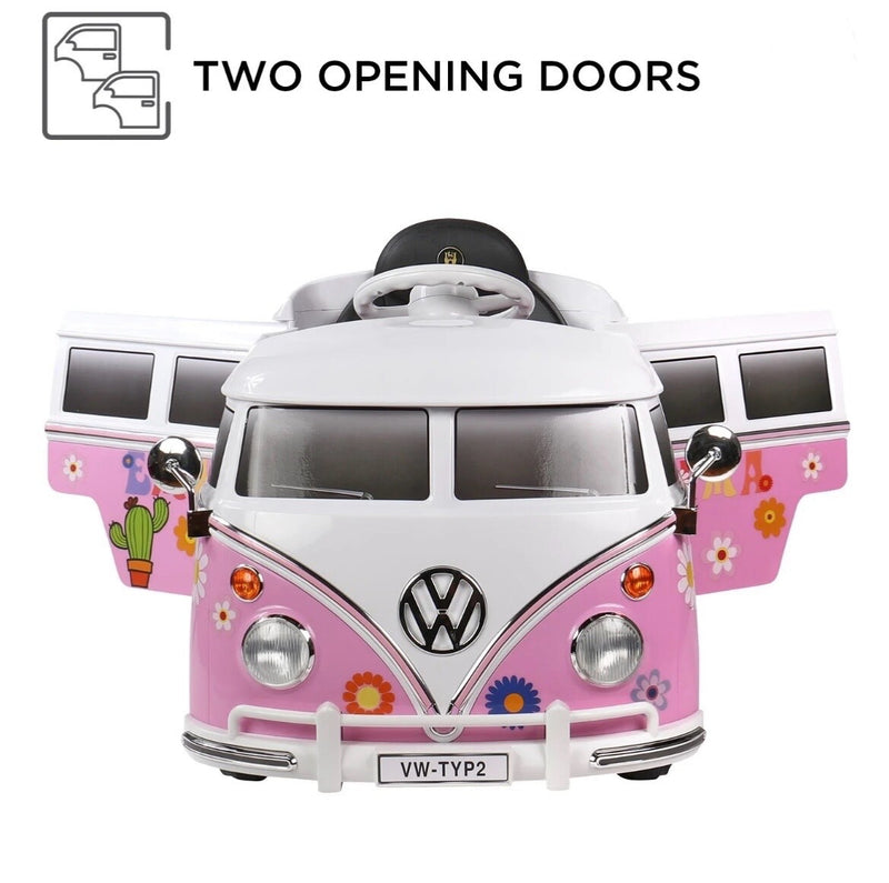 6V Pink VW Electric Flower Power Bus with MP3 Player and 120+ Stickers Magic Cars 1