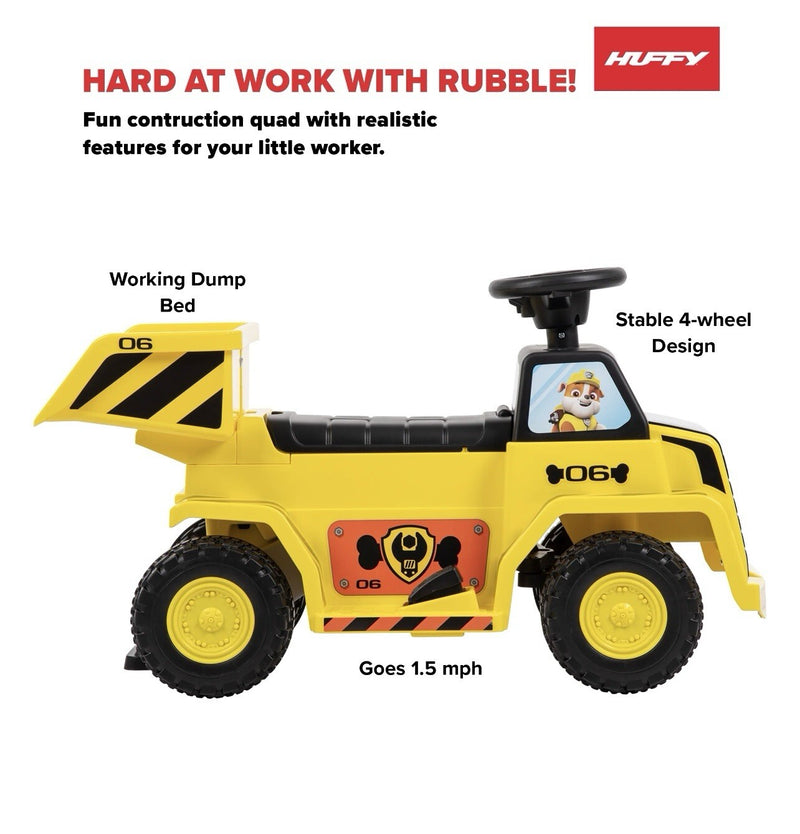 6V Toddler Ride-On Quad Toy Featuring Paw Patrol Rubble Character for Ages 1.5 Years and Up Magic Cars 7