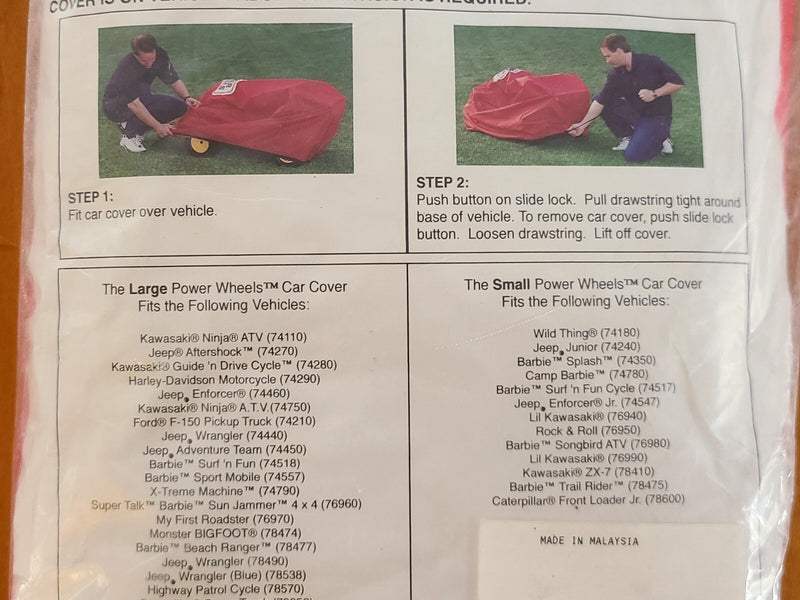 Power Wheels Small Ride-On Car Cover PW106-51 Open Package Magic Cars 3