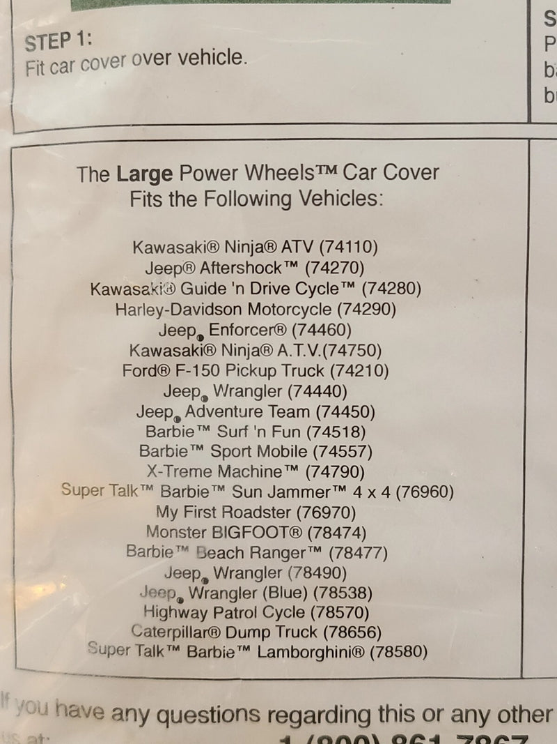 Power Wheels Small Ride-On Car Cover PW106-51 Open Package Magic Cars 4