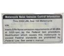 OEM Decal, Noise Emissions for Genuine Stella 2007 +