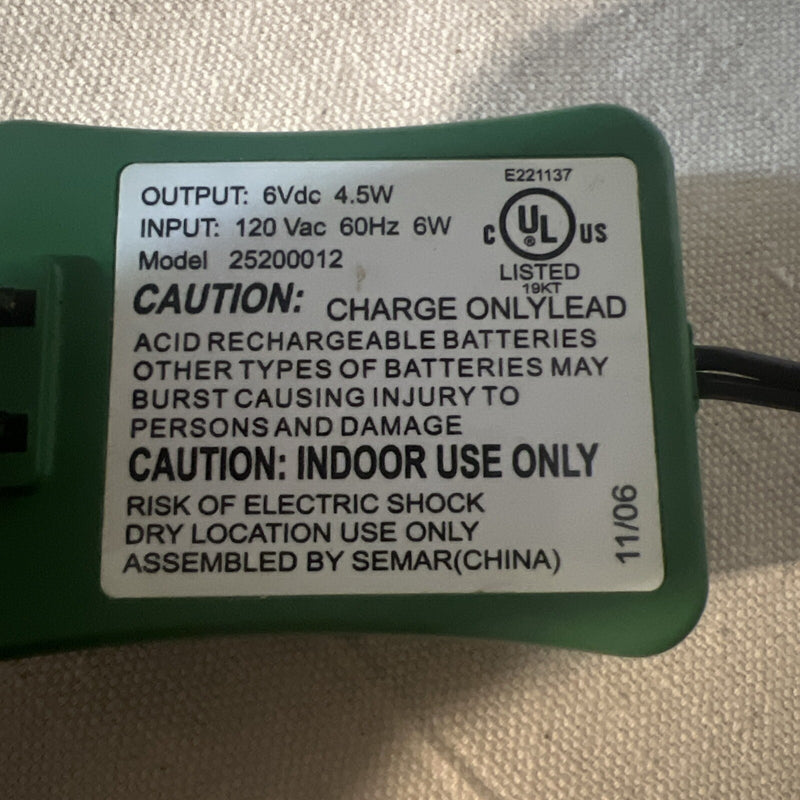 6V Green Battery Charger with AC Adapter for Thomas Train by Peg Perego Magic Cars 3