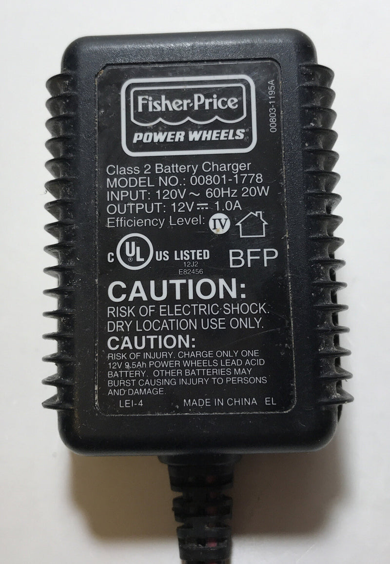 12V Battery Charger Cord for Fisher-Price Power Wheels Model 00801-1778 Genuine Magic Cars 1