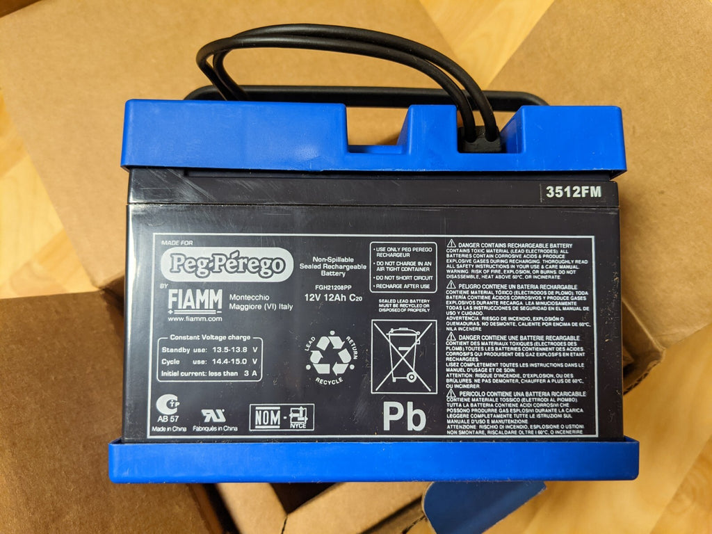 Peg Perego 12V 12Ah High Performance Original Replacement Battery Free Warranty 1 Year / Custom License Plate