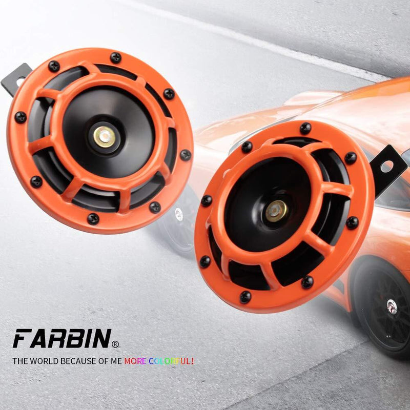 12V Orange Electric Twin Metal Motorcycle Horns with Loud High and Low Tones Magic Cars 1
