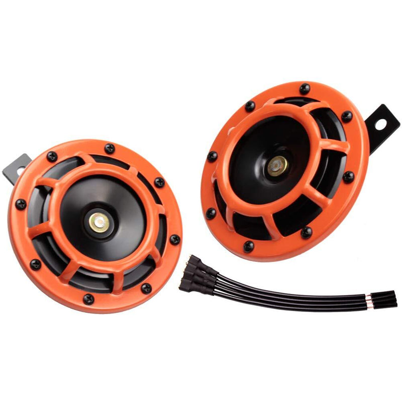 12V Orange Electric Twin Metal Motorcycle Horns with Loud High and Low Tones Magic Cars Variant 0