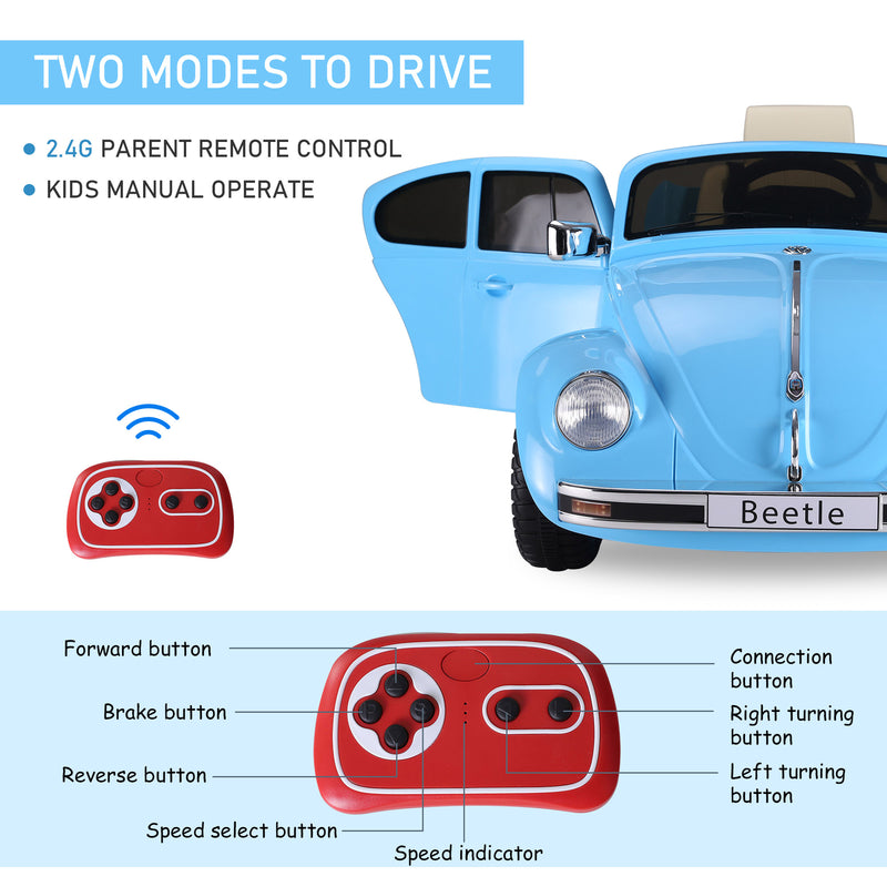 Kids Volkswagen Beetle Ride-On Car Toy with Extra Wide Tires for Outdoor Use Magic Cars 4