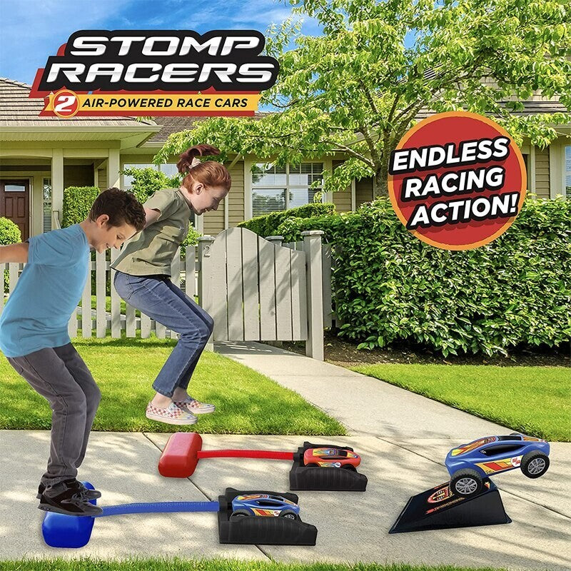 Outdoor Kids Launch Rocket with 2 Pneumatic Foot-Powered Cars Playset Magic Cars 7