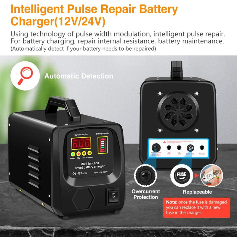 24V/12V Fully Automatic Car Battery Charger for Lead Acid Batteries Magic Cars 2