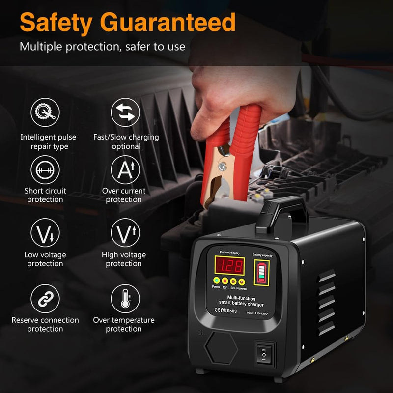 24V/12V Fully Automatic Car Battery Charger for Lead Acid Batteries Magic Cars 3