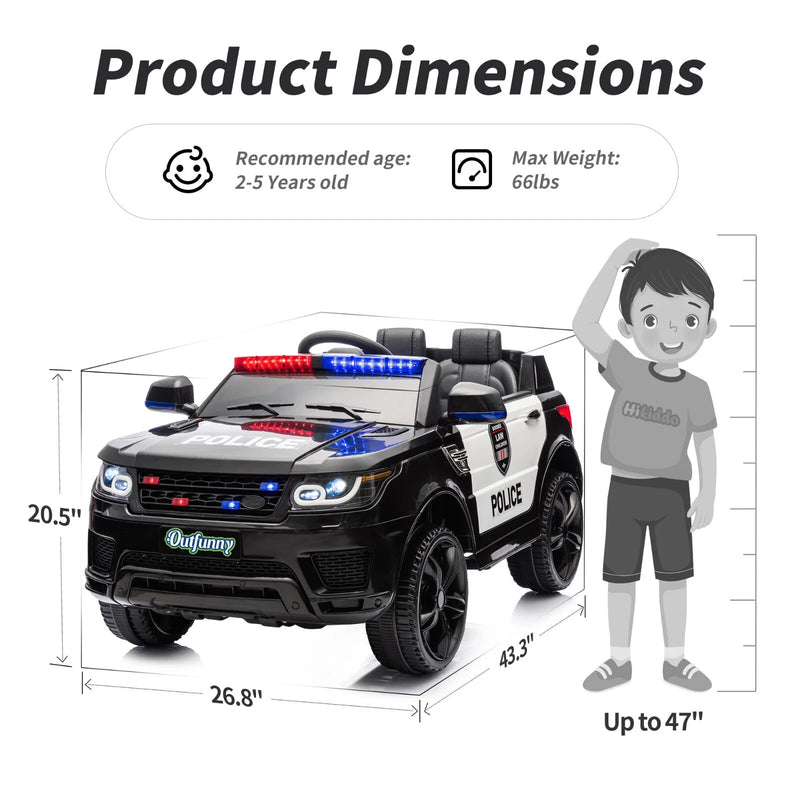 12V Electric Ride-On Police Car for Kids with Remote Control, Blue Magic Cars 1
