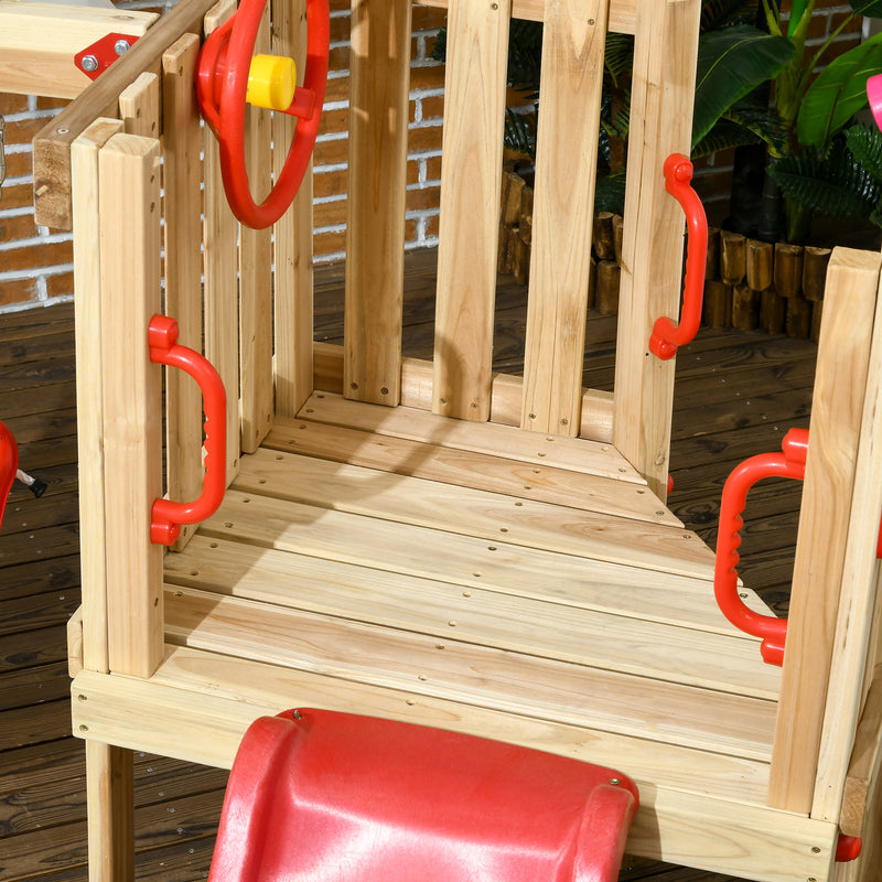 4-in-1 Wooden Outdoor Swing Set with Toddler Baby Swing Seat Magic Cars 4