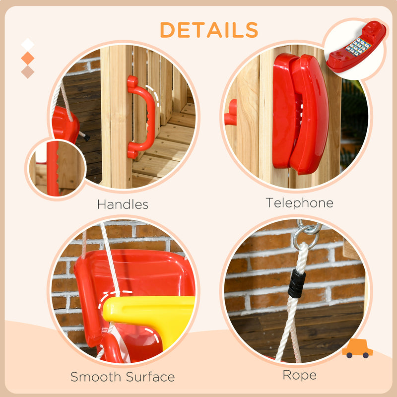 4-in-1 Wooden Outdoor Swing Set with Toddler Baby Swing Seat Magic Cars 5