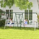 528 lbs Capacity Heavy-Duty 5-in-1 Backyard Swing Set with A-Frame Stand Magic Cars 8
